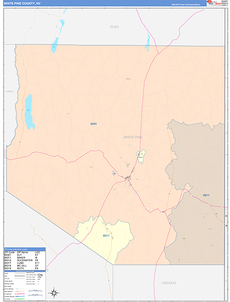 White Pine County, NV Zip Code Map